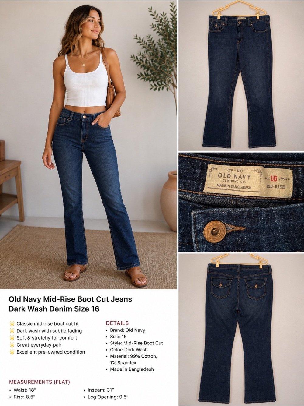 Old Navy Dark Size 16 Mid-Rise Boot Cut Jeans